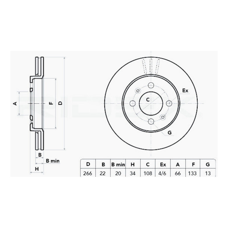 Par Discos Freno Delantero "Racing" Peugeot 301 206 1.6 208 C-Elysee
