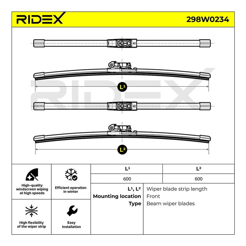 Juego De Plumillas Delantera Volkswagen Amarok (Ridex Aleman)